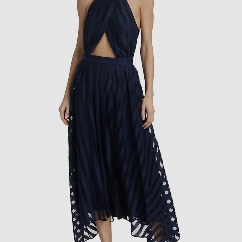 AMUR Navy Backless Halter Dress
